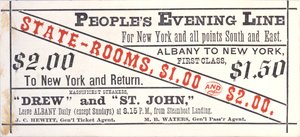 Billet pour la Ligne du Soir Populaire, Albany à New York, recto - American School
